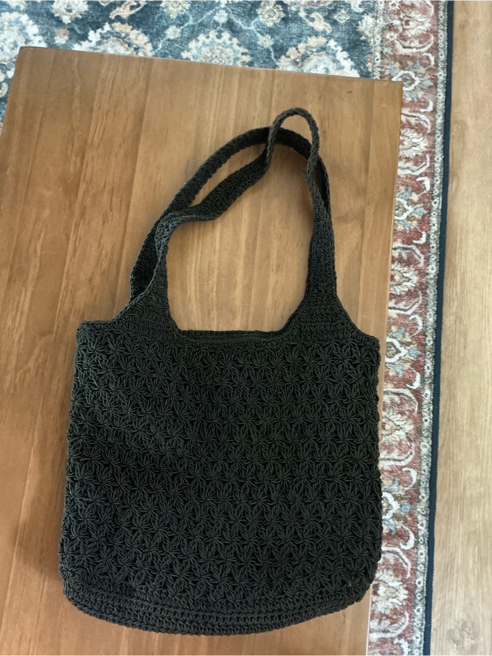 kathy ireland Black Crochet Tote Bag